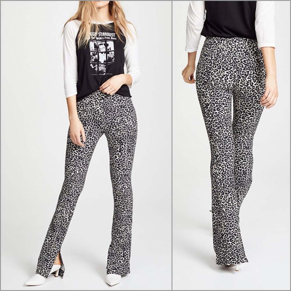 ANINE BING Leopard Cigarette Trousers Split Flare size XS NWT